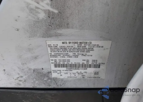 2018 Ford Police Interceptor z USA, uszkodzony, nr VIN 1FAHP2L83JG114309